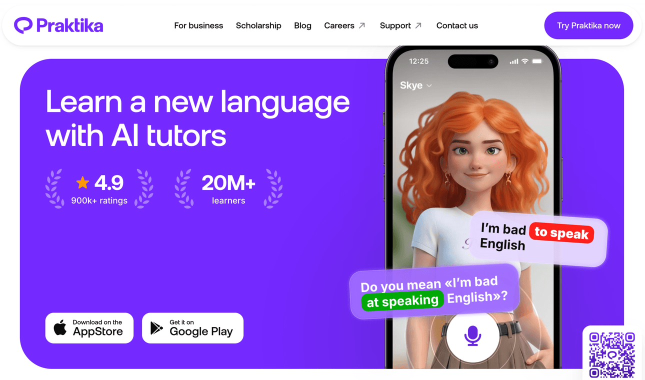 Praktika AI Konversationstraining mit KI-Avatar